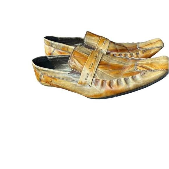 Men's Aldo Brown Italian Leather slip on dress Loafers - Picture 5 of 8